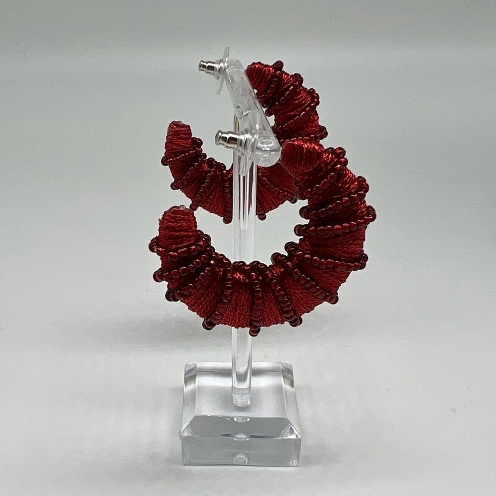 Red Beaded Earrings - Picture 2 of 5